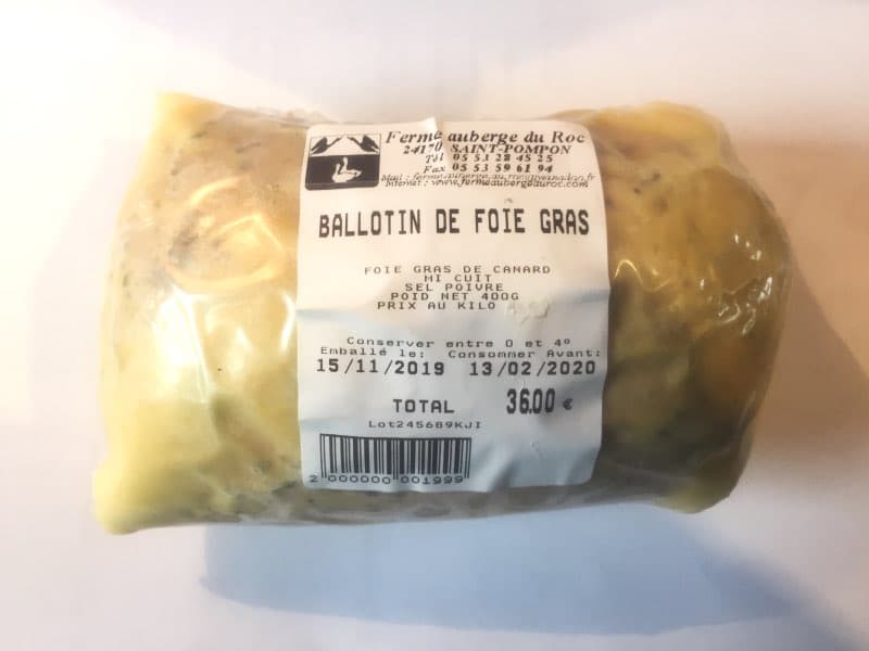 Ballotin de foie gras de canard entier mi-cuit – Ferme auberge du Roc